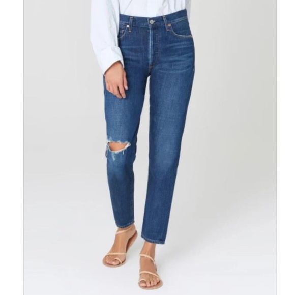 Citizens of Humanity Liya High Rise Classic Fit Crop Distressed Jean Size 24 - Picture 1 of 13